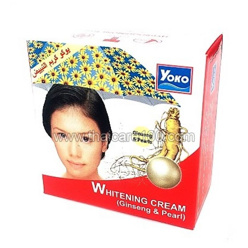Отбеливающий крем для лица с женьшенем и жемчугом Yoko Whitening Cream Ginseng&Pearl