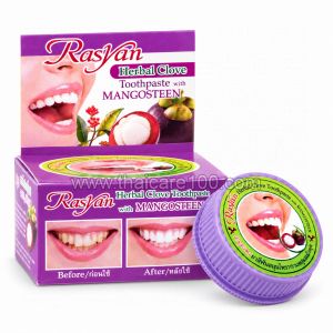 Тайская отбеливающая зубная паста Rasyan Mangosteen с мангостином от налёта