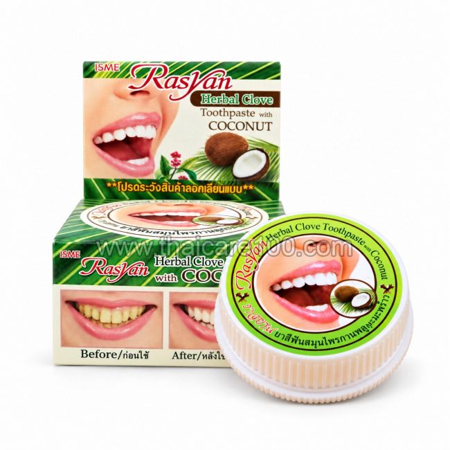 Тайская зубная паста Isme RasYan Coconut с гвоздикой и кокосом  
