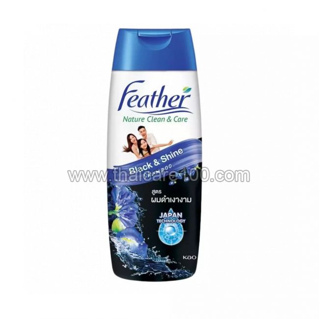 Тайский шампунь для блеска тёмных волос с анчаном Feather Black & Shine 
