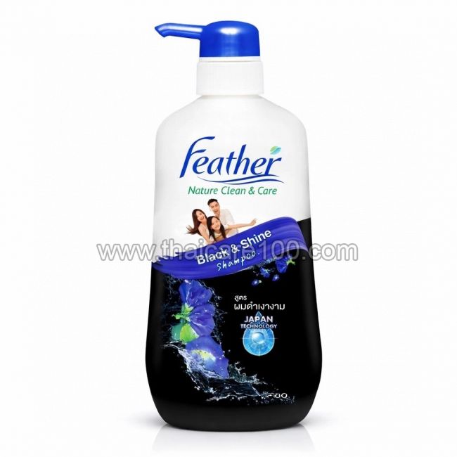Шампунь для блеска тёмных волос Feather Black & Shine Shampoo