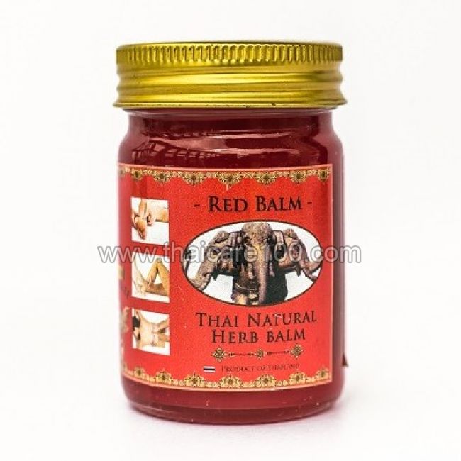 Красный Тайский Бальзам со слоном Thai Natural Herb Balm