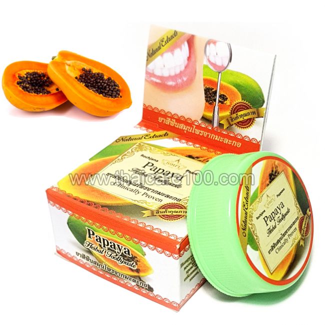 Суперэффективная отбеливающая зубная паста Rochjana с экстрактом тайской Папайи