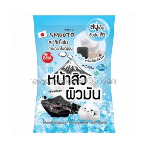 Мыло с углём и керамидами против акне Smooto Charcoal Ceramide Icy Acne Whip Soap